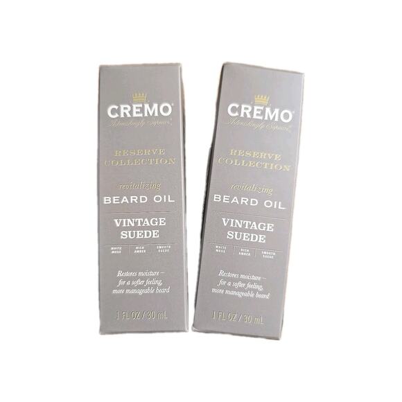 Cremo Reserve Vintage Suede Beard Oil Lot of 2 1 fl oz NIB - Picture 1 of 4